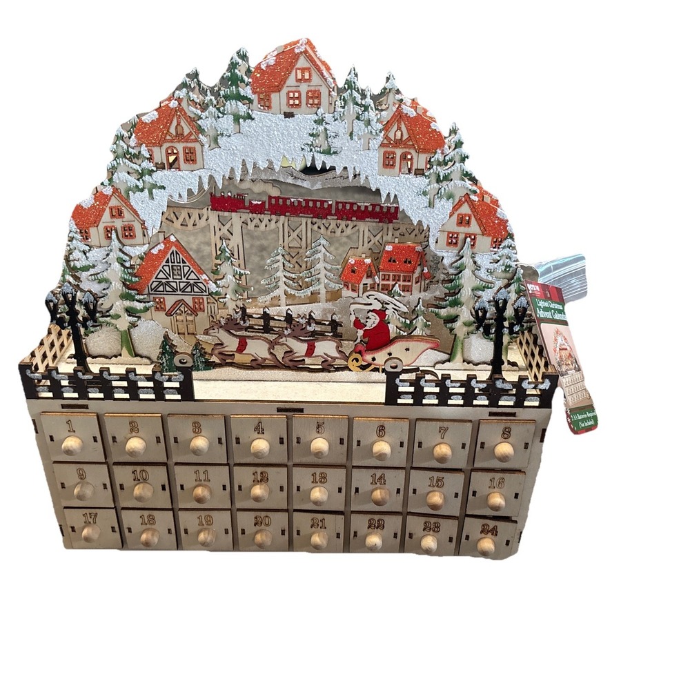 Gerson Lighted Christmas Advent Calendar 11.8"